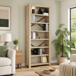 7-Tier Wooden Bookcase 80x30x200cm Shelving Unit Storage Organiser Acacia Brown