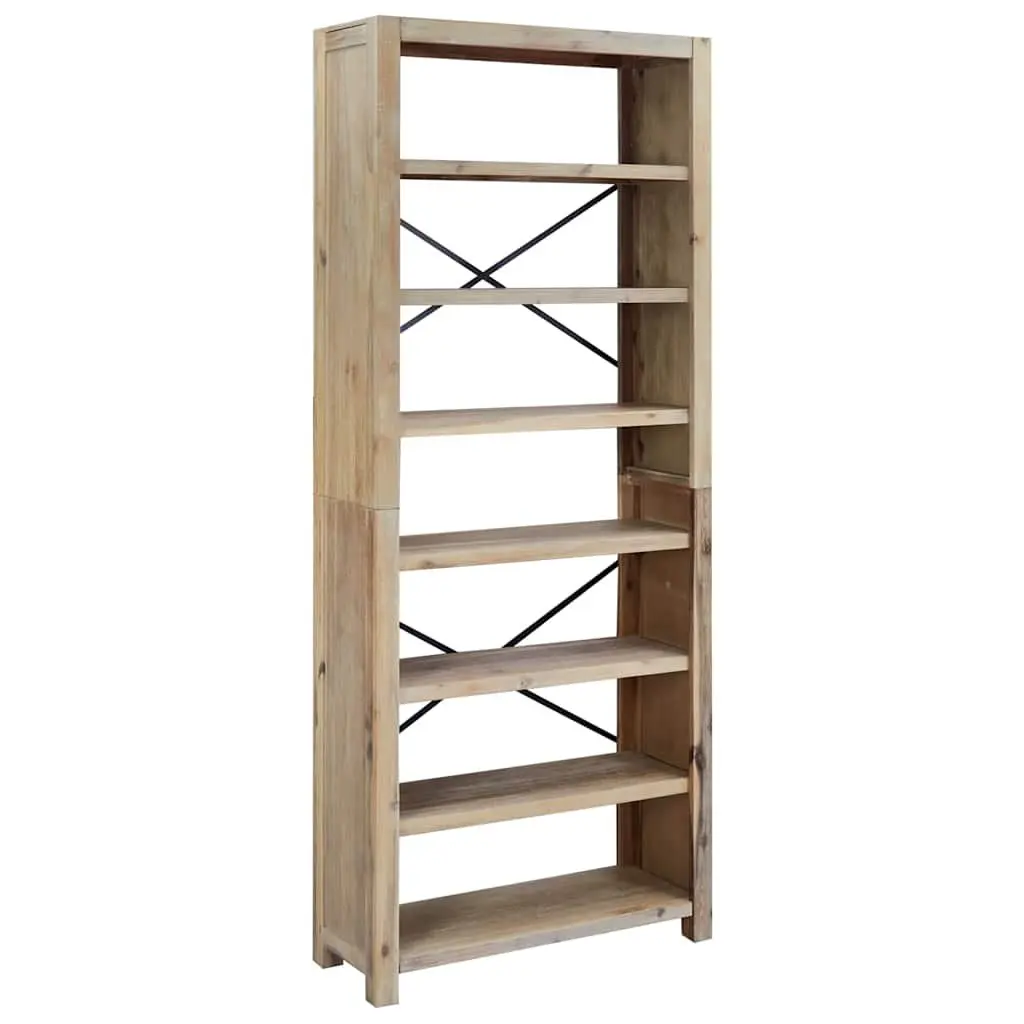 7-Tier Wooden Bookcase 80x30x200cm Shelving Unit Storage Organiser Acacia Brown