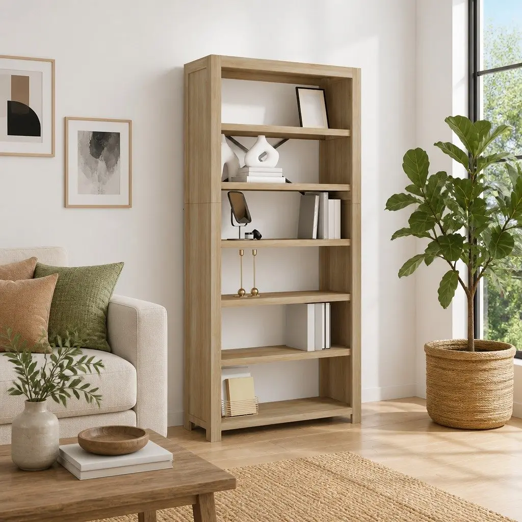 6-Tier Bookcase Solid Wood Acacia 80x30x170cm Brown Storage Shelving Display