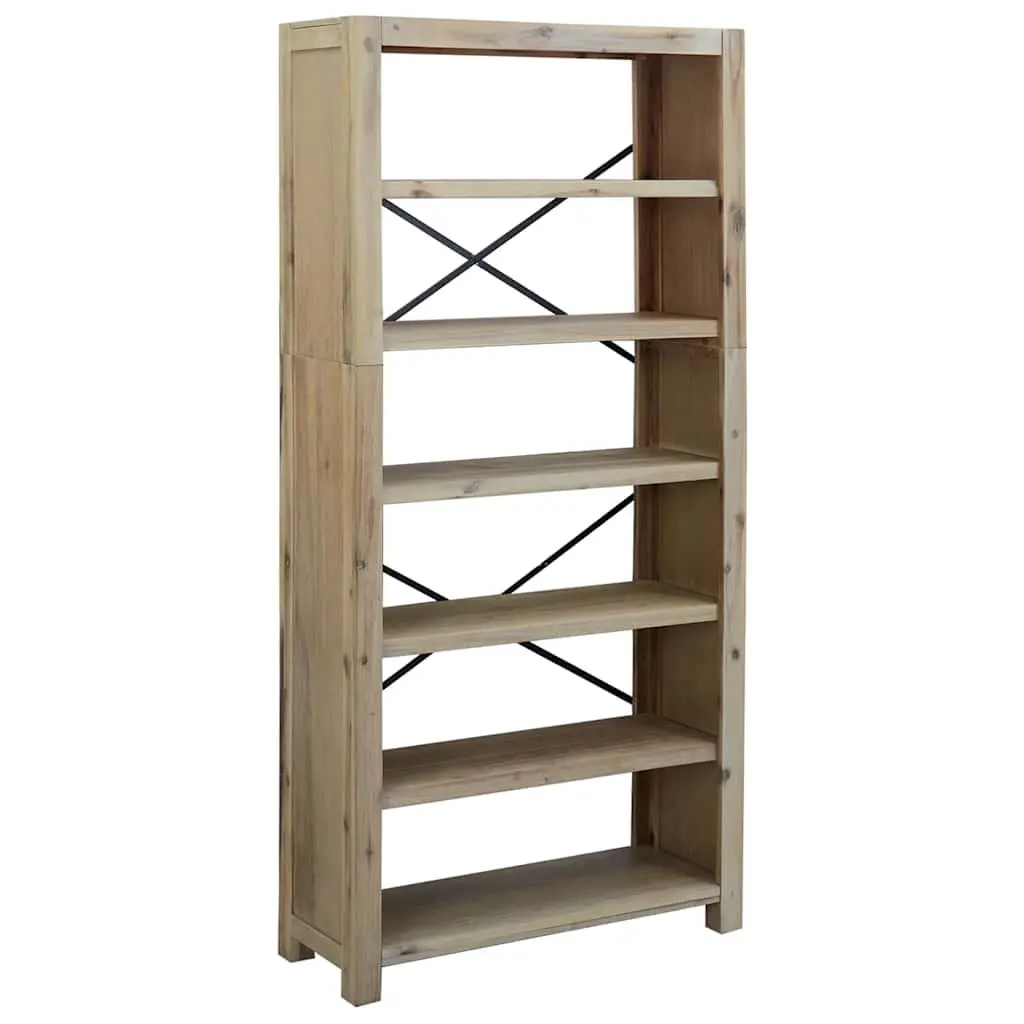 6-Tier Bookcase Solid Wood Acacia 80x30x170cm Brown Storage Shelving Display
