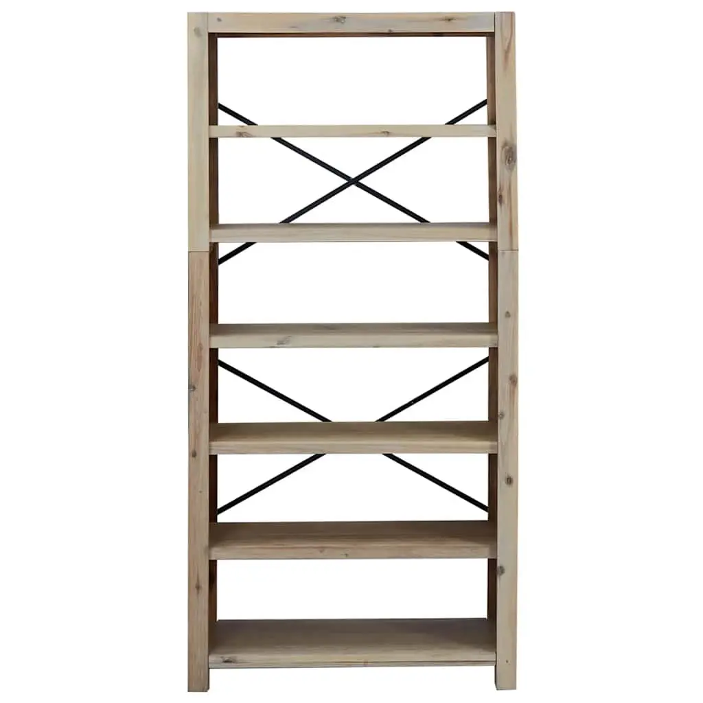 6-Tier Bookcase Solid Wood Acacia 80x30x170cm Brown Storage Shelving Display