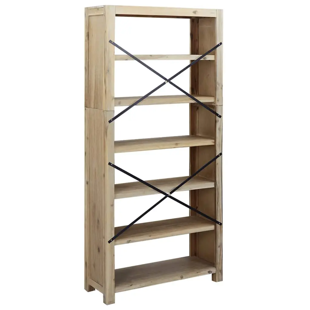 6-Tier Bookcase Solid Wood Acacia 80x30x170cm Brown Storage Shelving Display