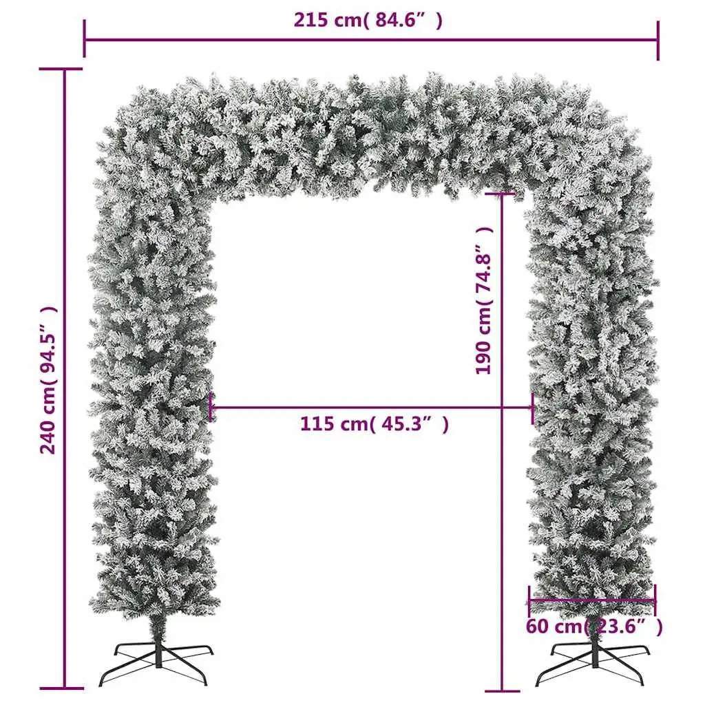 Christmas Tree Arch 240cm White Flocked Snow Holiday Seasonal Decoration Xmas