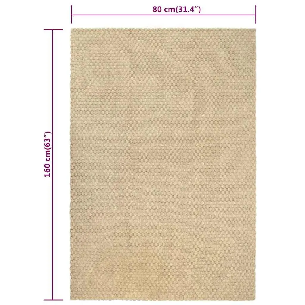Woven Rug Cotton Rope Soft Brown Rectangular 80 x 160 cm Natural Indoor Floor Decor