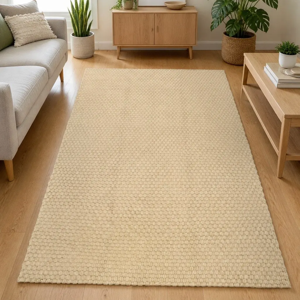 Cotton Rope Woven Rectangular Rug Natural Brown 120x180 cm Living Room Bedroom