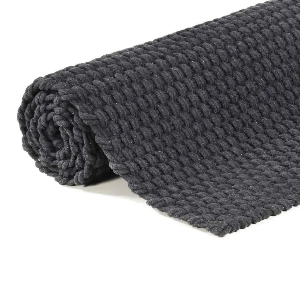 Cotton Rope Rug Rectangular 180x250 cm Anthracite Soft Woven Floor Mat