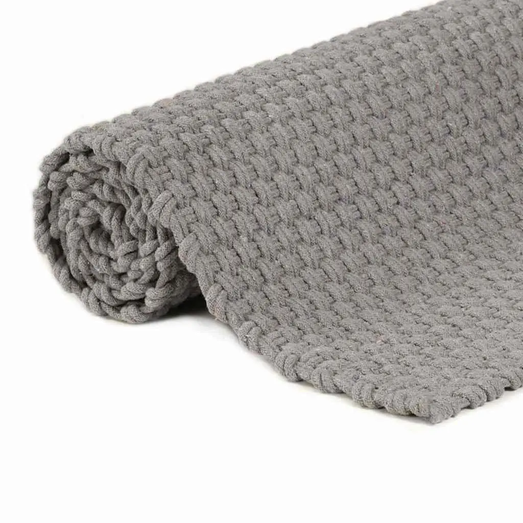 Grey Cotton Rectangular Rug 80x160 cm Rope Woven Design Living Room Bedroom