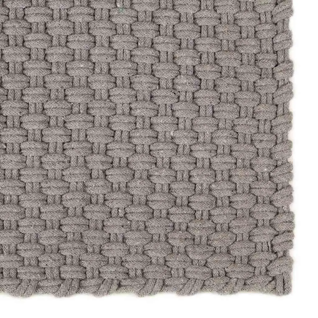 Cotton Rope Floor Mat Grey Rectangular 180x250cm Area Rug for Living Room Bedroom Decor