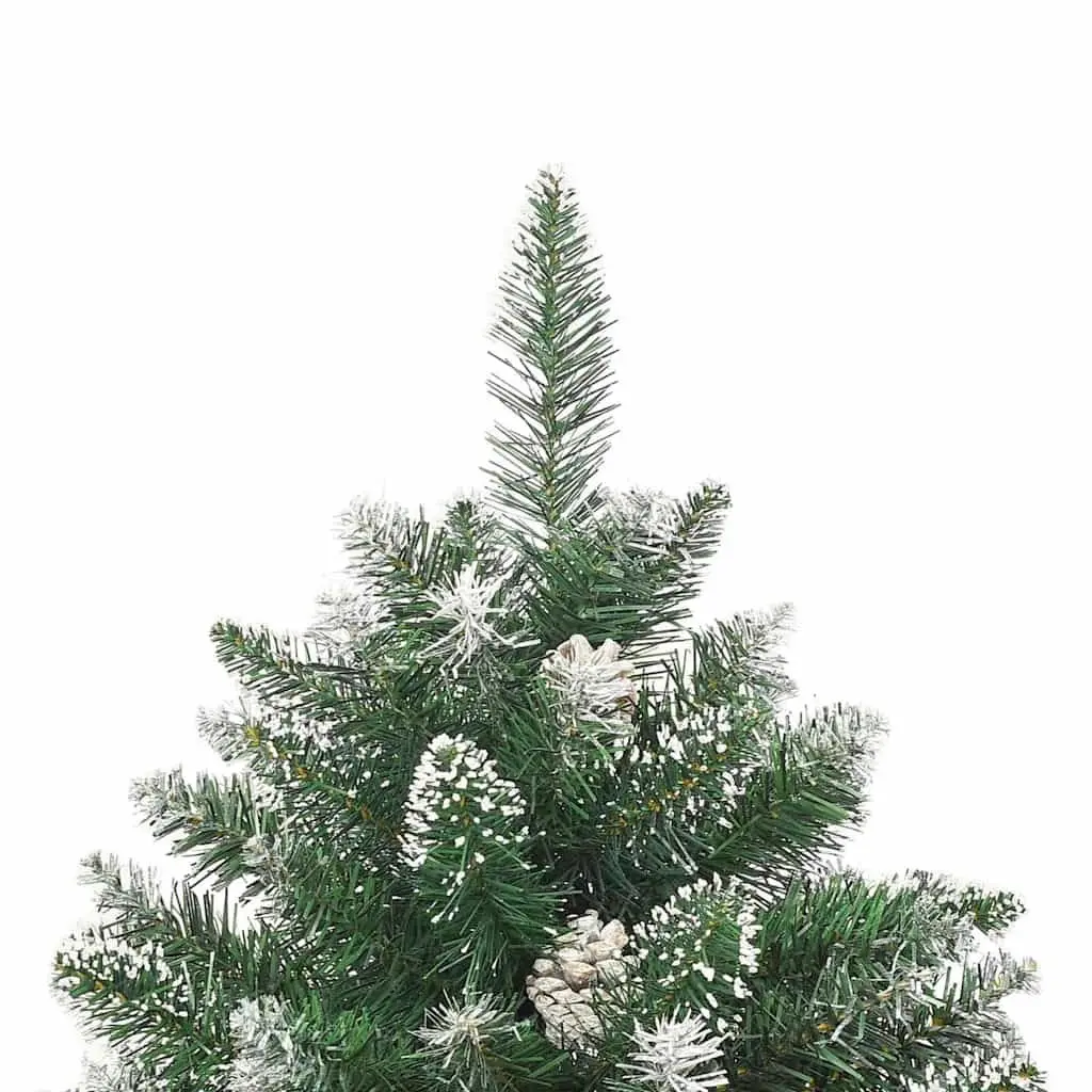 Green Christmas Tree 120cm Artificial PVC Hinged Branches with Snow Flocked Tips and Stand