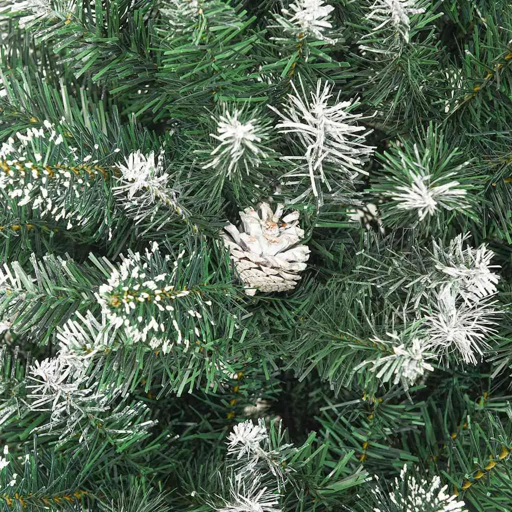 Green Christmas Tree 120cm Artificial PVC Hinged Branches with Snow Flocked Tips and Stand