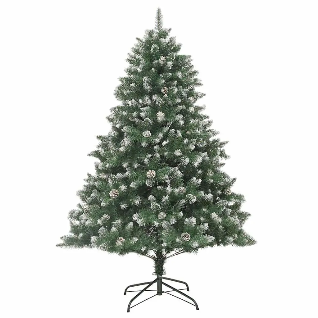 Artificial Christmas Tree PVC 210cm Green Hinged Branches Snow Flocked