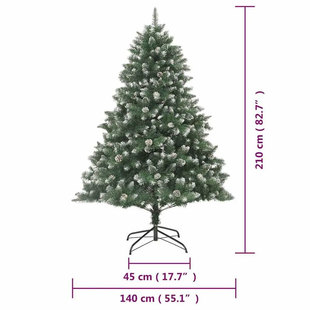 Artificial Christmas Tree PVC 210cm Green Hinged Branches Snow Flocked
