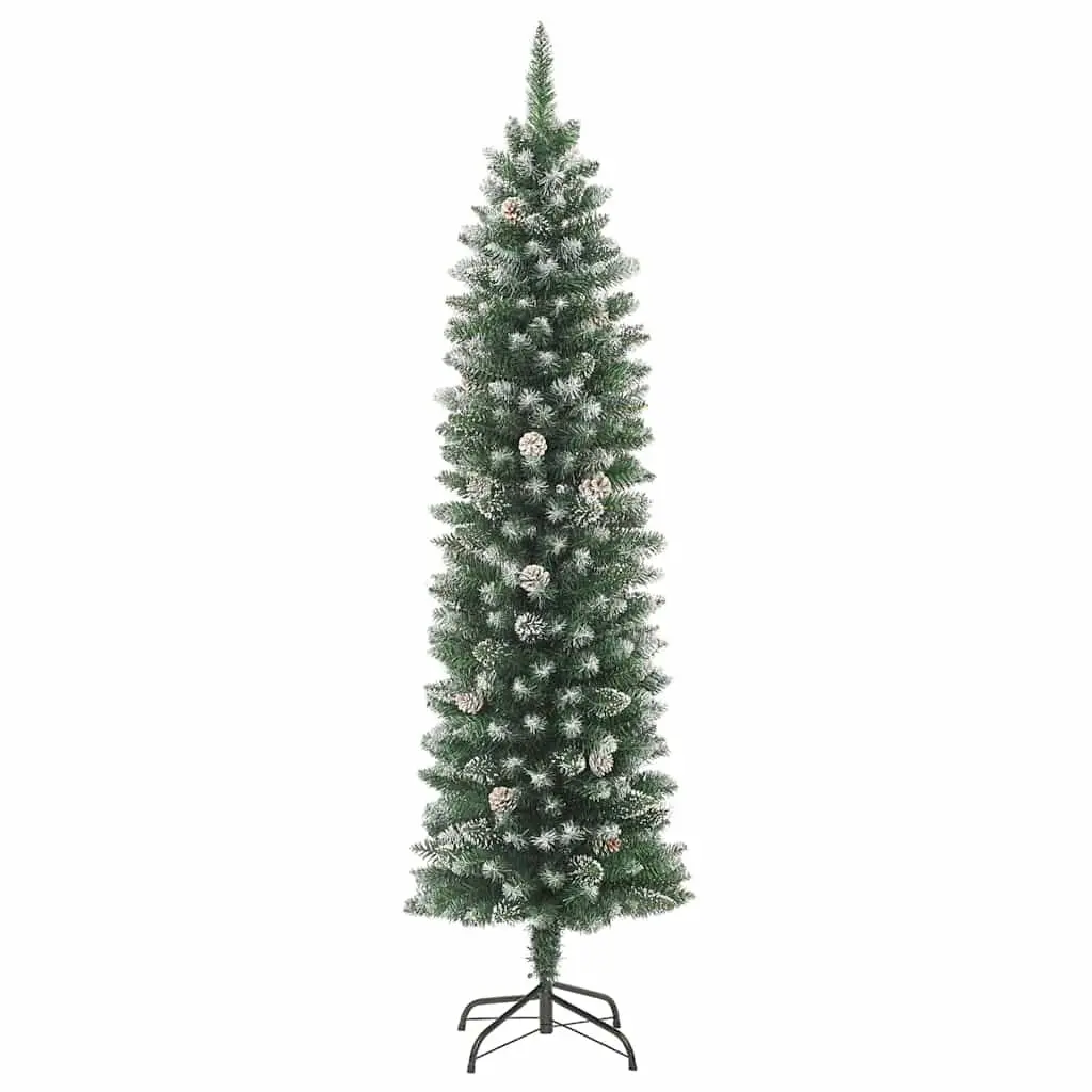 Artificial Christmas Tree Slim 180cm Green PVC with Steel Stand
