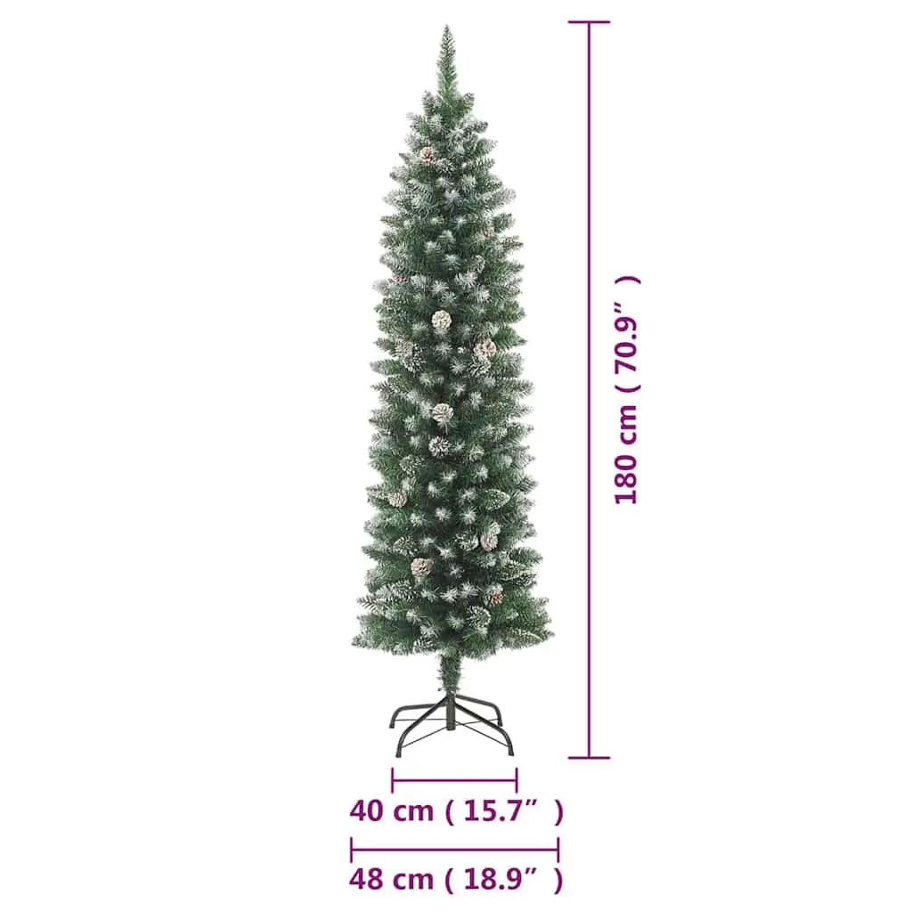 Artificial Christmas Tree Slim 180cm Green PVC with Steel Stand