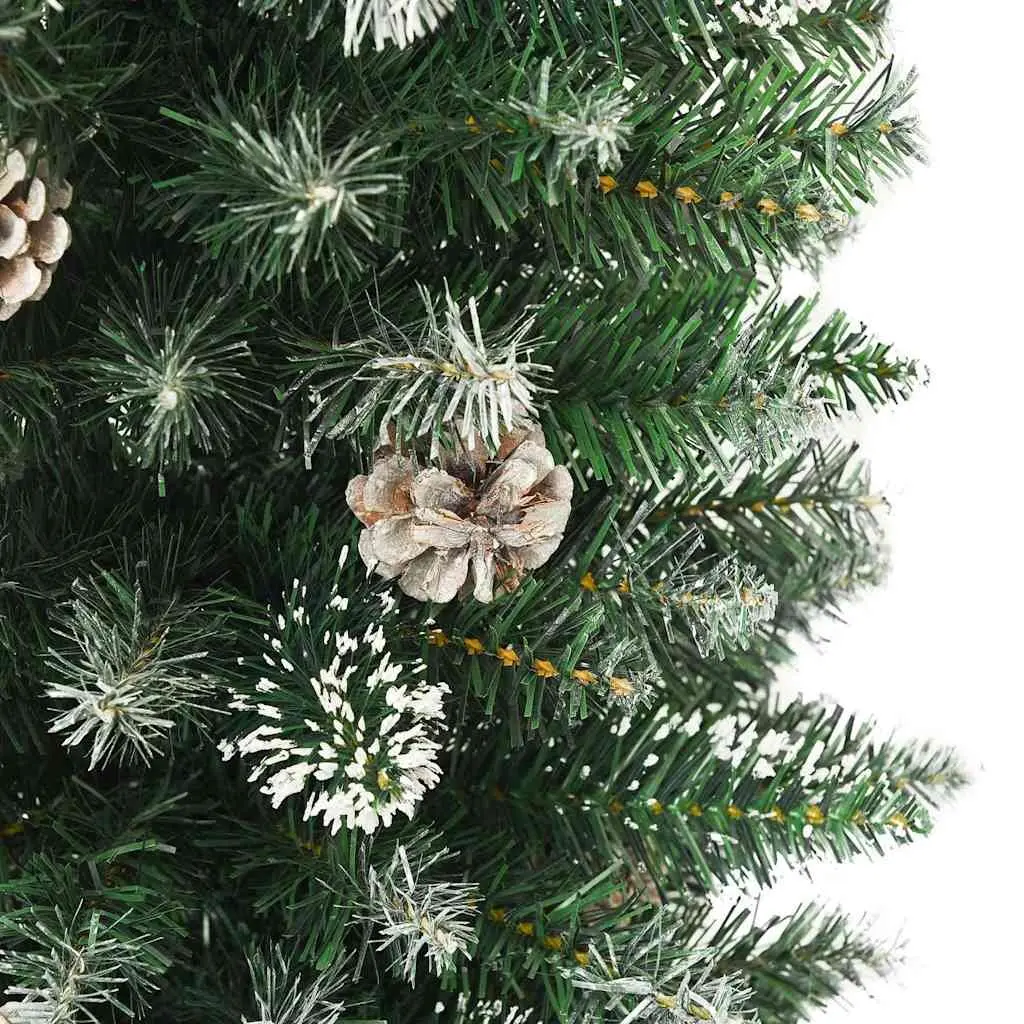 Artificial Slim Christmas Tree PVC 240cm Green Snow Flocked with Steel Stand