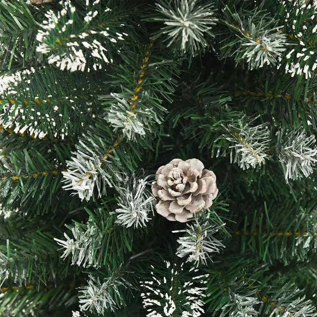 Artificial Slim Christmas Tree PVC 240cm Green Snow Flocked with Steel Stand
