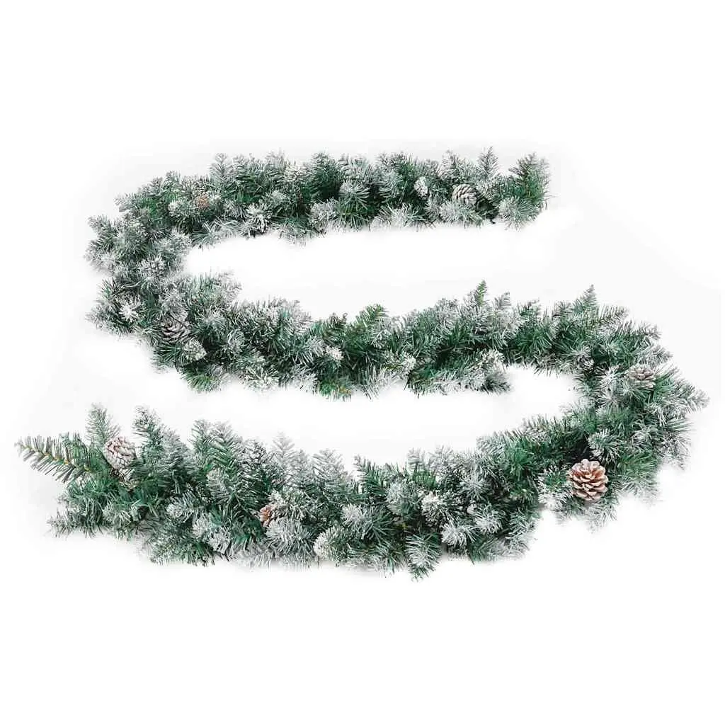 Christmas Garland LED Lights Weather-Resistant PVC 2.7m Indoor Outdoor Decoration Pine Cone Snow