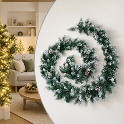 Christmas Garland LED Lights 5.2m Indoor Outdoor Decoration Pine Cone Snow