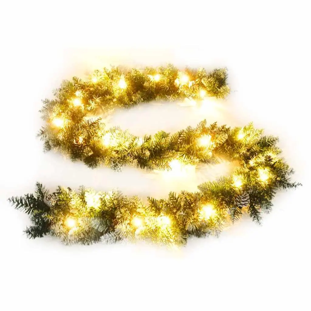 Christmas Garland LED Lights PVC 5.2m Indoor Outdoor Decoration Pine Cone Snow
