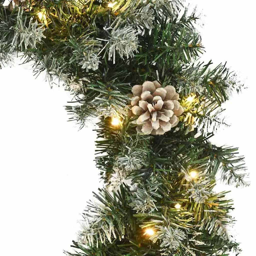 Christmas Wreath 45cm PVC Green with LED Lights Indoor Outdoor Holiday Decoration