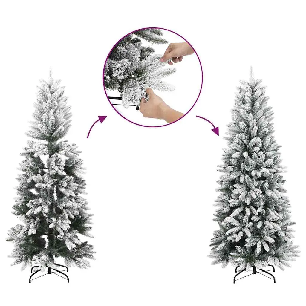 Artificial Christmas Tree Flocked Snow White 180 cm PVC PE