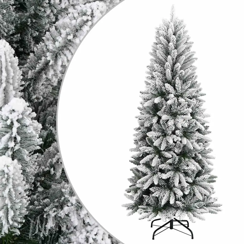 Artificial Christmas Tree 210cm Hinged Branches White Flocked Snow PVC PE