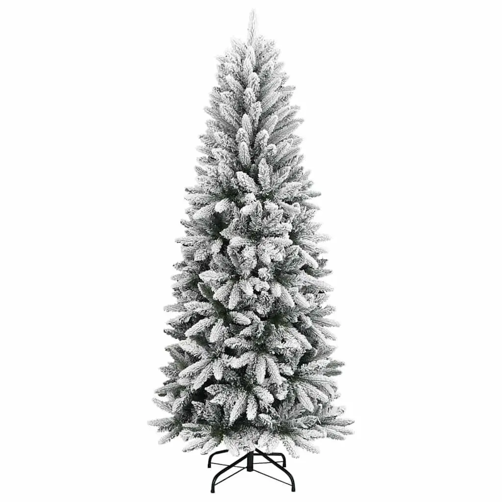 Artificial Christmas Tree 210cm Hinged Branches White Flocked Snow PVC PE