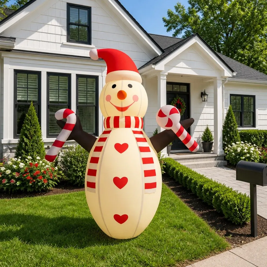 Inflatable Snowman Decoration Oxford Fabric 630cm Outdoor Garden with LED Lights