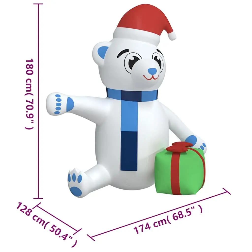 Inflatable Teddy Bear Decoration LED 180cm Outdoor Holiday Oxford Fabric