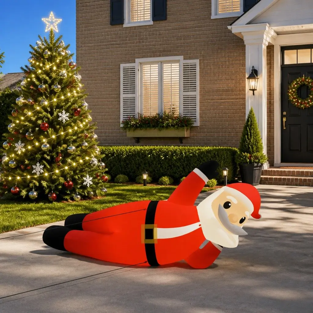 160cm Inflatable Lying Santa for Holiday Cheer