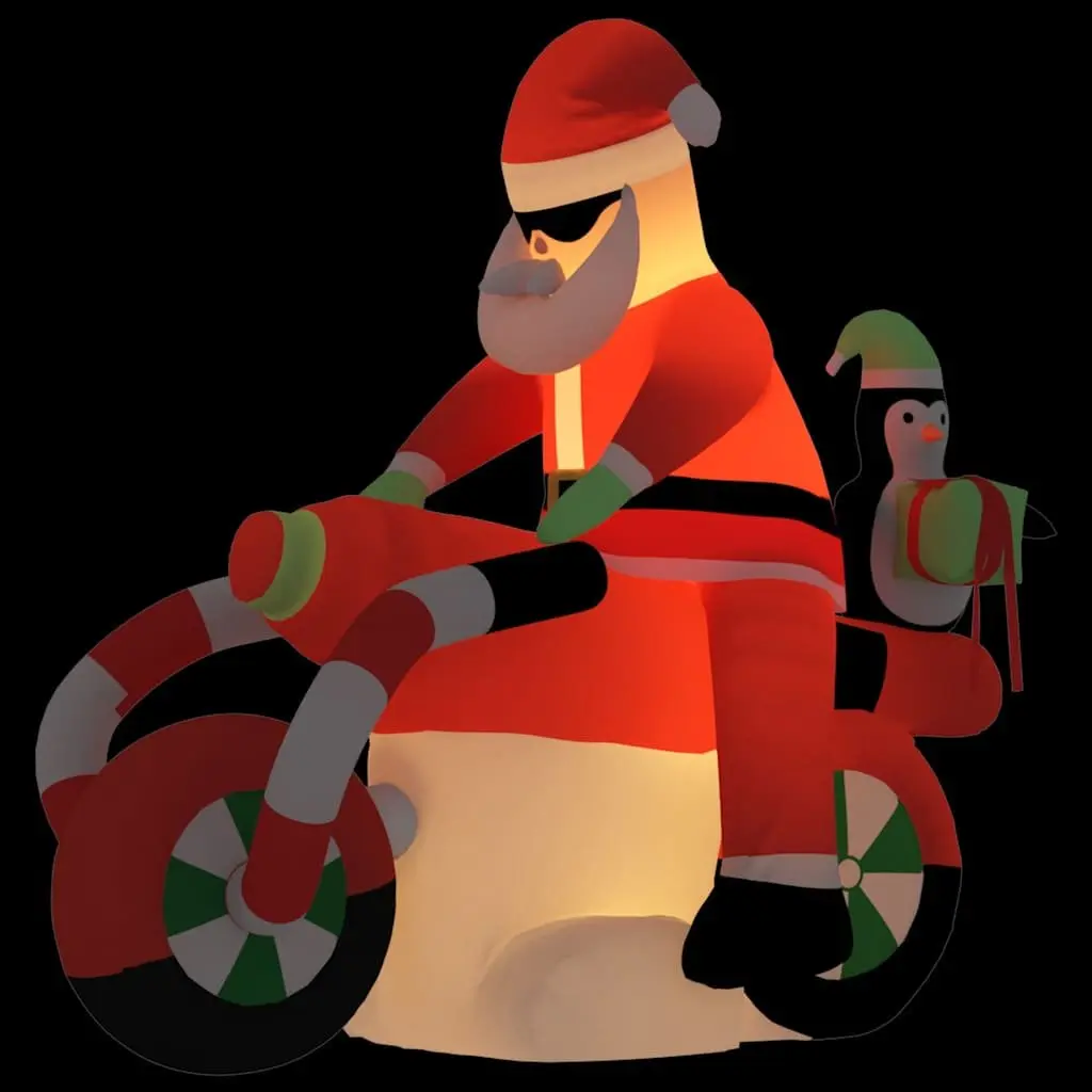 Inflatable Santa on Motorcycle Holiday Decoration LED 158cm Oxford Fabric