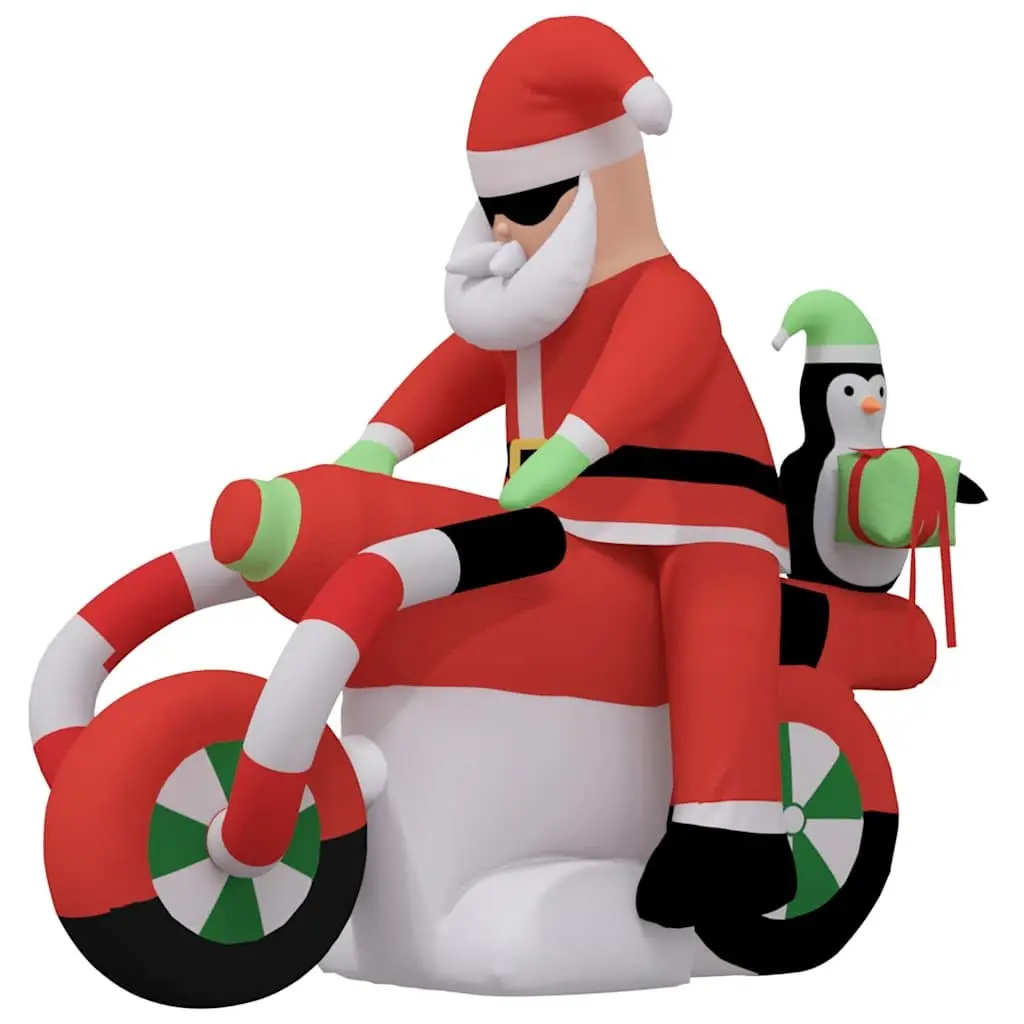 Inflatable Santa on Motorcycle Holiday Decoration LED 158cm Oxford Fabric