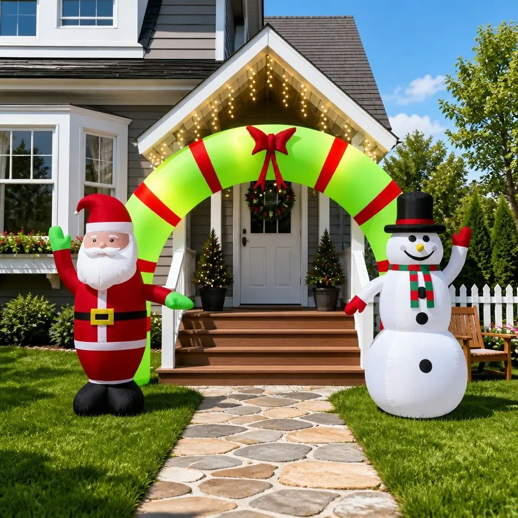 Inflatable Christmas Arch Gate LED Santa Snowman 270cm Outdoor Oxford Fabric Decoration