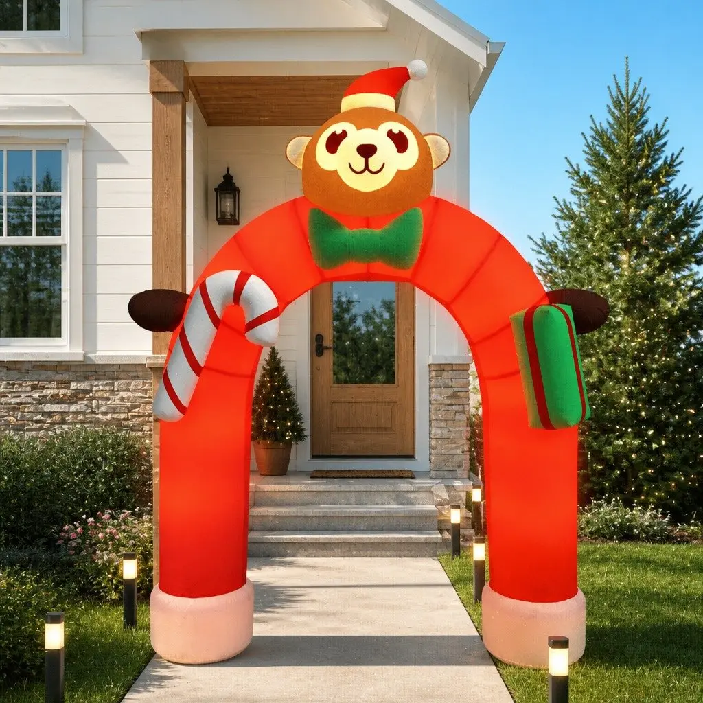 Christmas Inflatable Arch Gate Oxford Fabric 380cm Outdoor Decoration with LED Lights