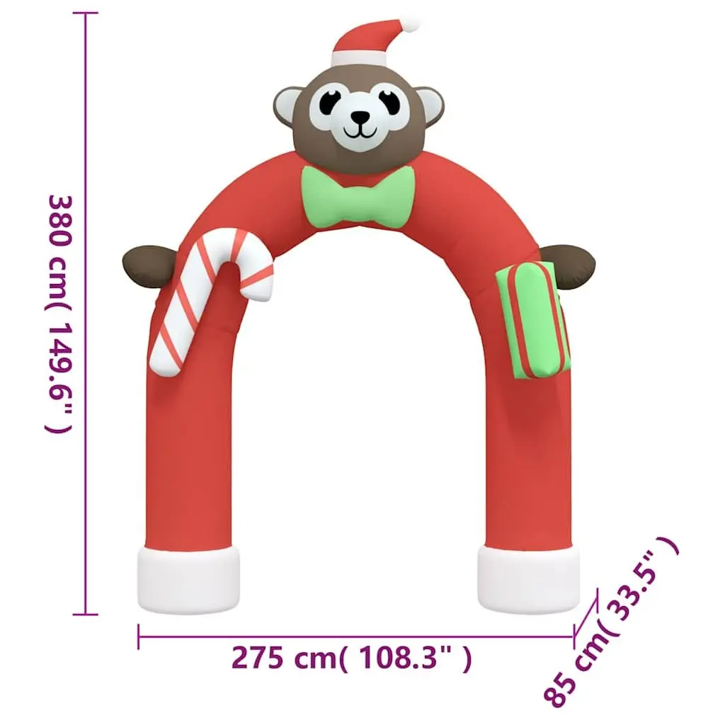 Christmas Inflatable Arch Gate Oxford Fabric 380cm Outdoor Decoration with LED Lights
