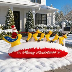 Practical 145cm Inflatable Santa and Reindeer for Your Yard