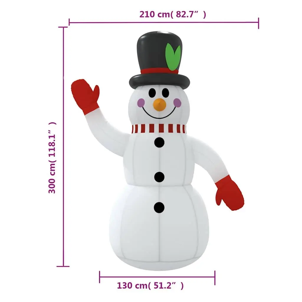 Inflatable Snowman 300cm Oxford Fabric with LED Lights Outdoor Garden Holiday Decoration