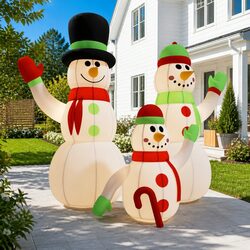 Versatile Inflatable Snowman Family for Holiday Celebrations