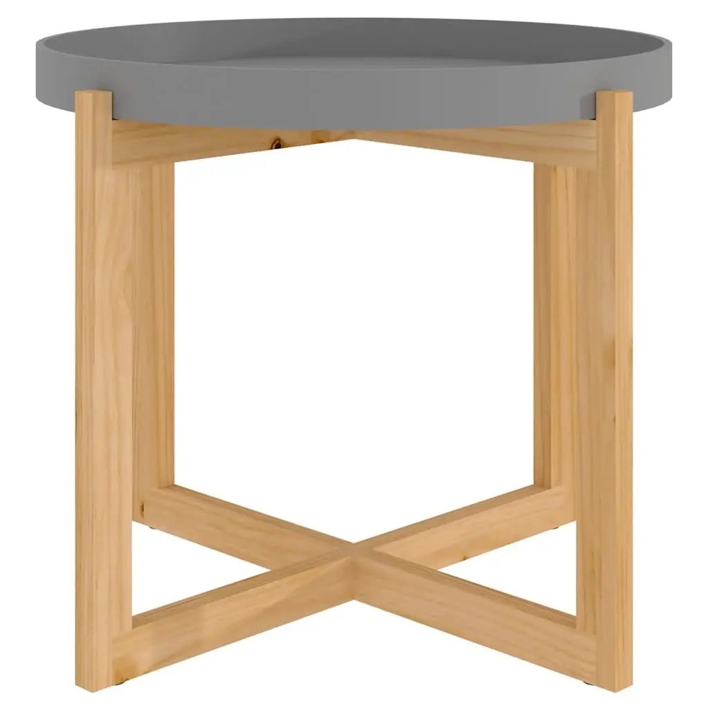 Coffee Table Engineered Wood 53x53x43.5cm Grey Solid Pinewood Feet
