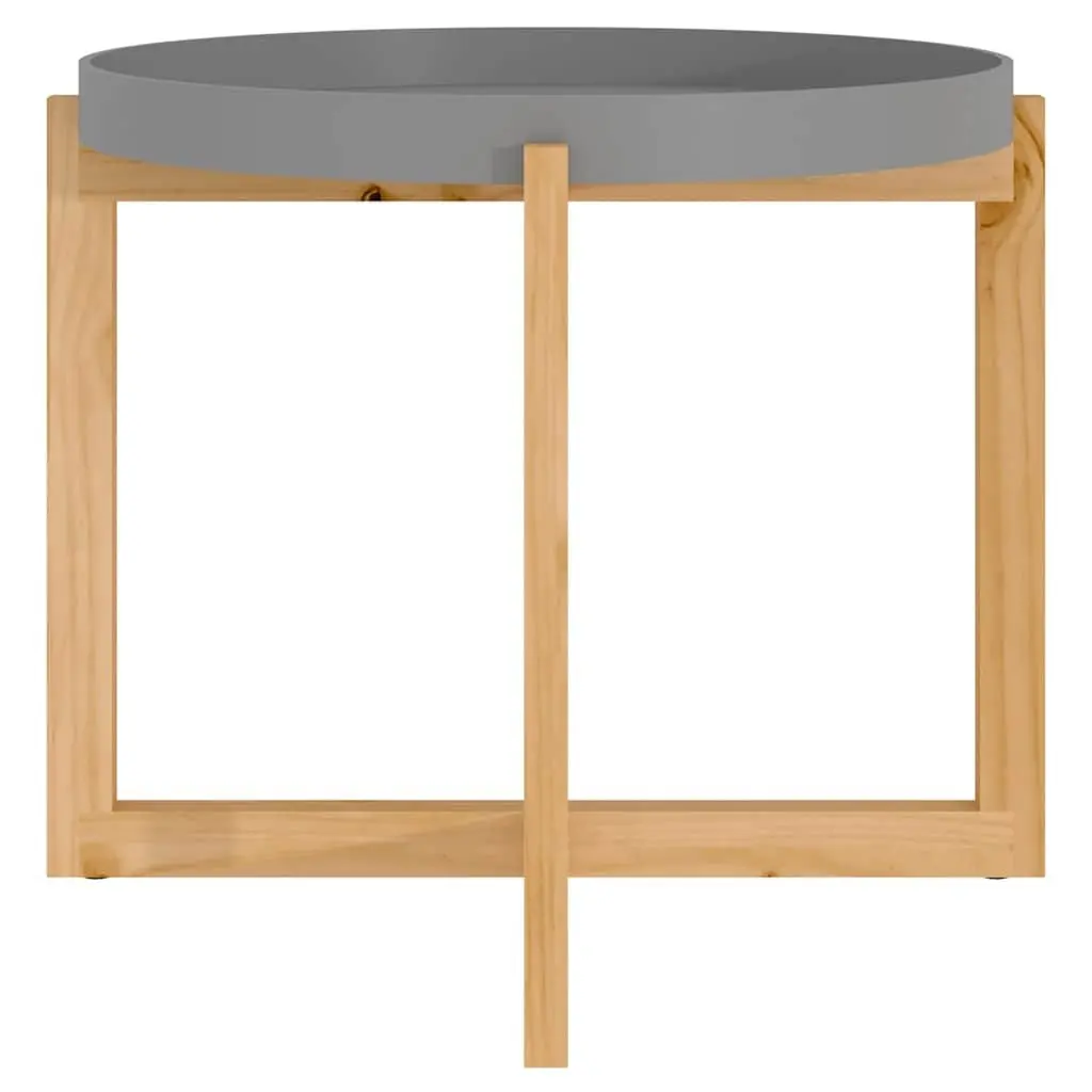 Coffee Table Engineered Wood 53x53x43.5cm Grey Solid Pinewood Feet