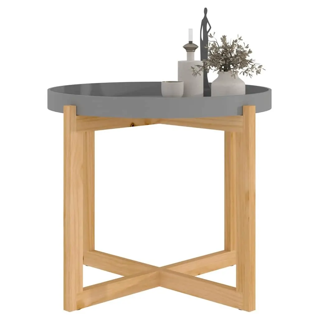 Coffee Table Engineered Wood 53x53x43.5cm Grey Solid Pinewood Feet
