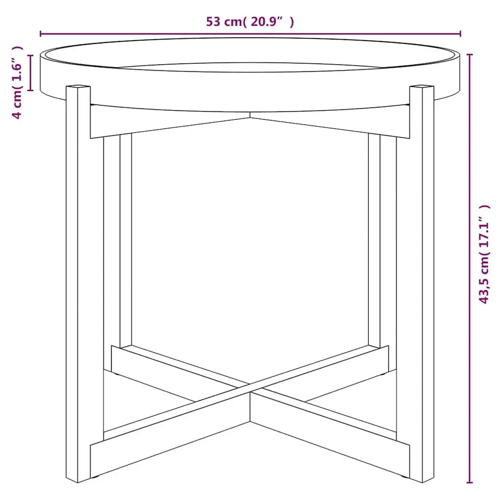 Coffee Table Engineered Wood 53x53x43.5cm Grey Solid Pinewood Feet