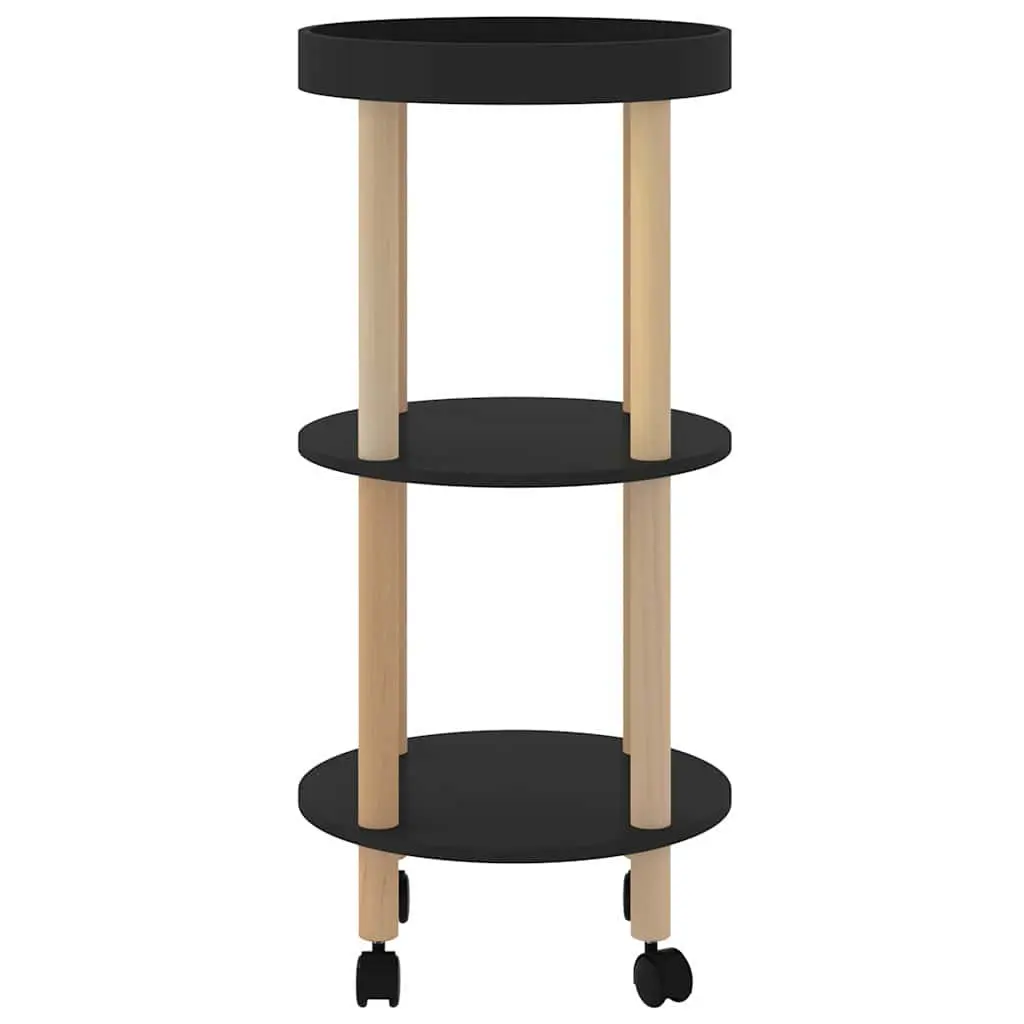 3-Tier Kitchen Trolley Engineered Wood Black