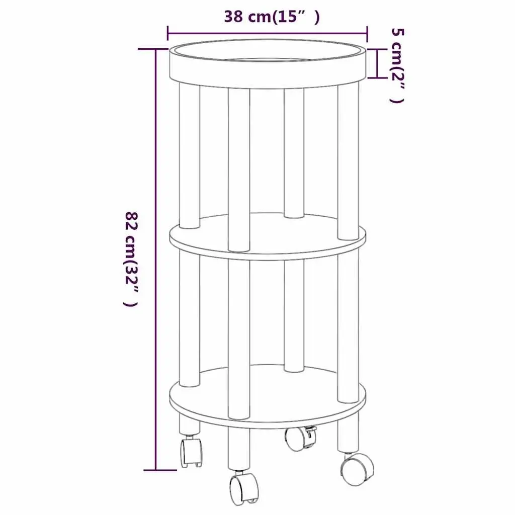 3-Tier Kitchen Trolley Engineered Wood Black