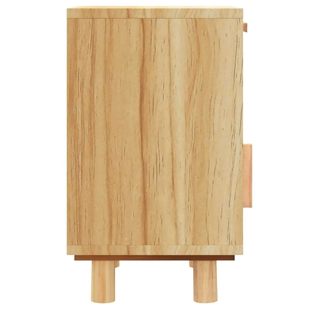 Bedside Cabinet Solid Wood Pine Rattan 2 pcs Brown Storage Drawer Nightstand