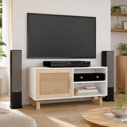 Functional White TV Cabinet for Media Organization