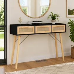 Functional Black Console Table for Entryway or Living Room