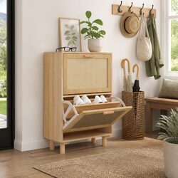 Practical Brown Shoe Cabinet for Entryway and Living Spaces