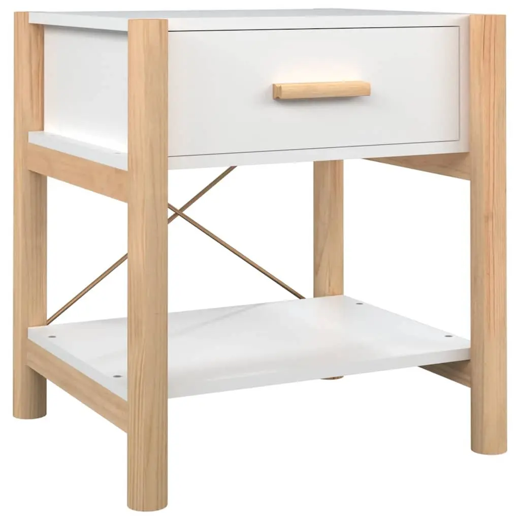 Bedside Tables Set of 2 White Engineered Wood Cabinet Storage Nightstand Bedroom