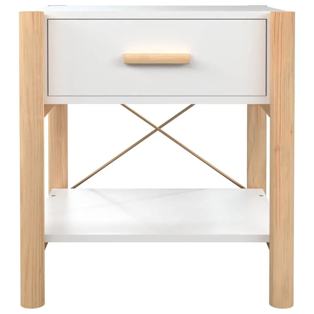 Bedside Tables Set of 2 White Engineered Wood Cabinet Storage Nightstand Bedroom
